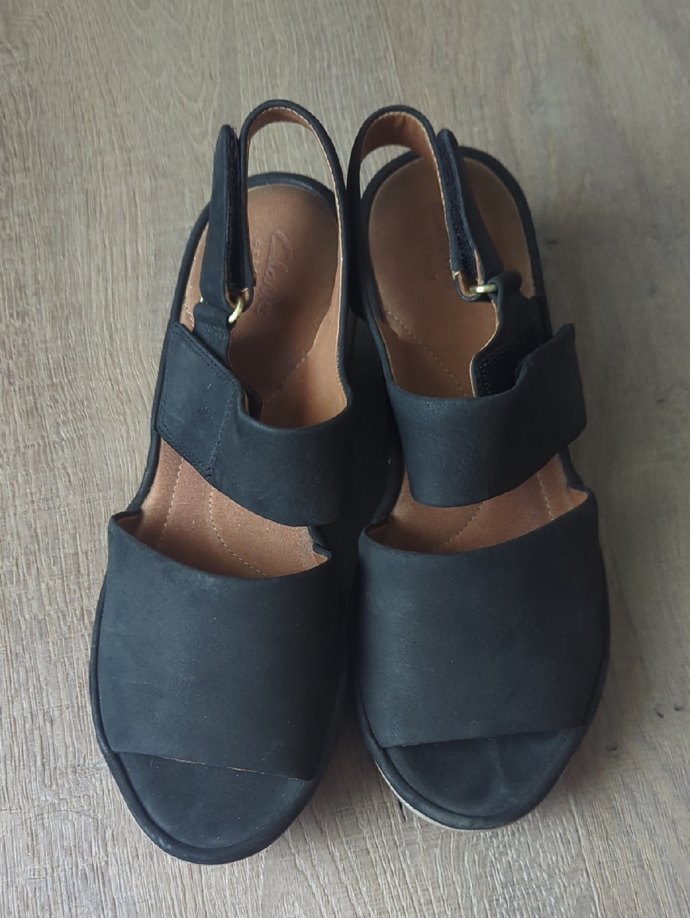 Clarks Black Women's Slingback Sandals with Wide Front Strap